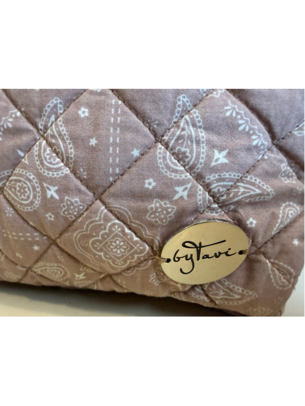 by tavi Quilted Paisley Hobo Bag Brown Mauve Bandana Crossbody Shoulder Purse - Picture 7 of 8